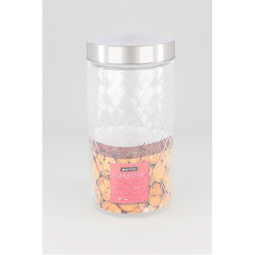 1.75Litres Glass Canister Embossed - Transparent