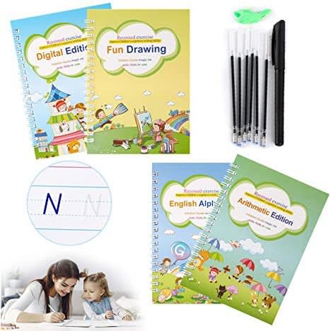 4 In 1 Magic Practice Copybook For Kids