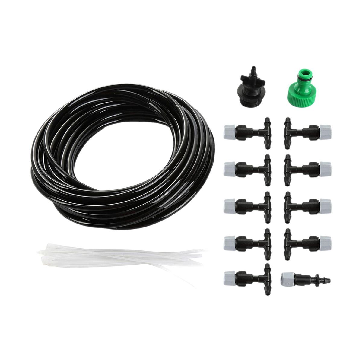 10M/32.8FT DIY Misting Irrigation Kit with Hose Nozzles Quick Connectors Self-Watering System Distribution Tubing for Plants Greenhouse Patio Lawn Flower Beds