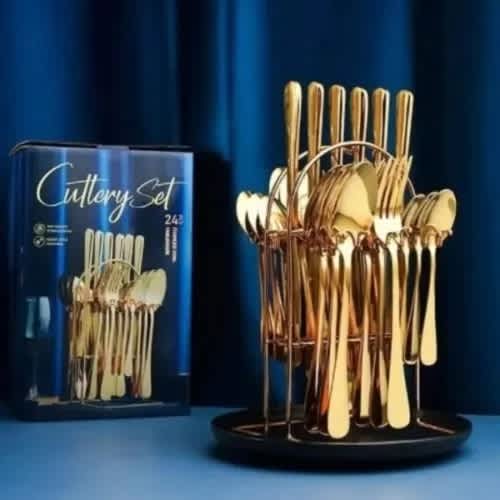 Cutlery Set - Gold - 24 Pcs