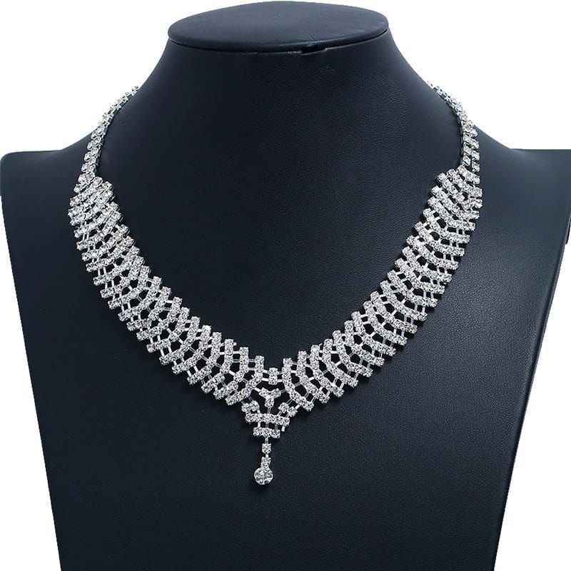 Rhinestone And Crystal Drop Necklace
