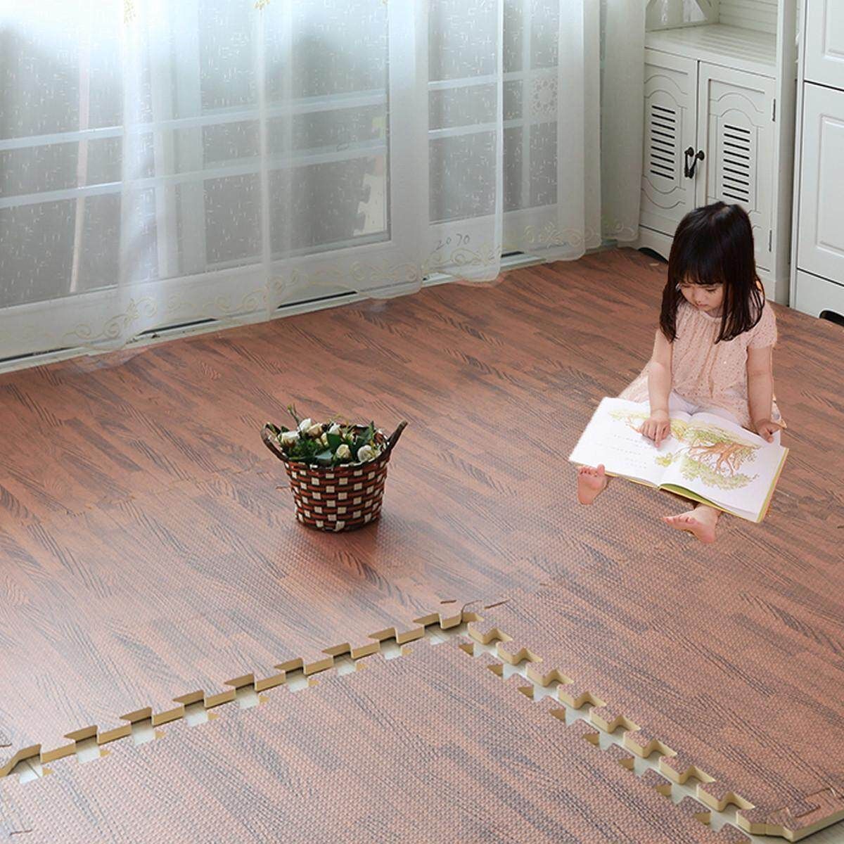 4PCS (31*31cm) Wood Foam Exercise Floor Mats Gym Garage Mats