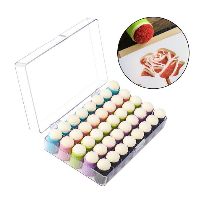 40Pcs Finger Stamping Sponge Daubers Painting Ink Pad Brush Crafts Ink