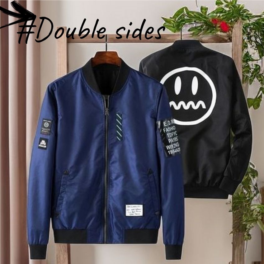 Mens Double Sided Bomber Coats Winter Lightweight Jackets