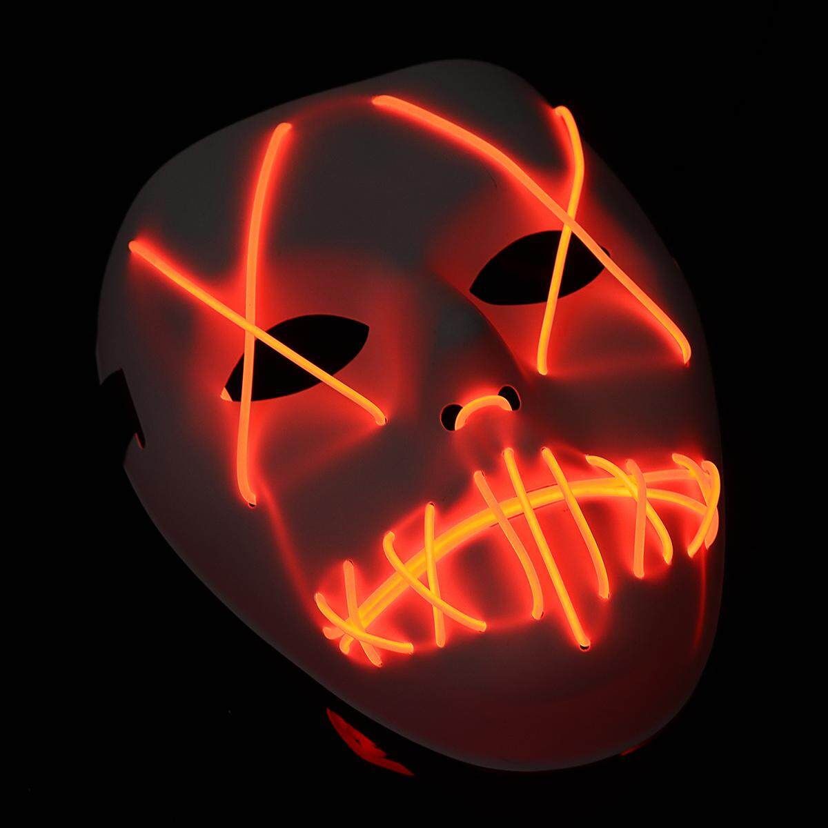 Halloween EL LED Light Up Party Masks Year Tik Tok Funny Costume Ball Red Red