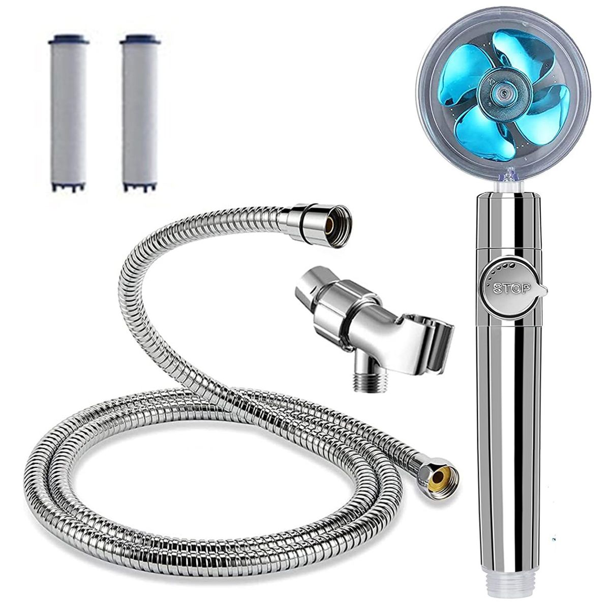 1 Set Shower Sprayer Pressurized Shower Nozzle Spray Blue
