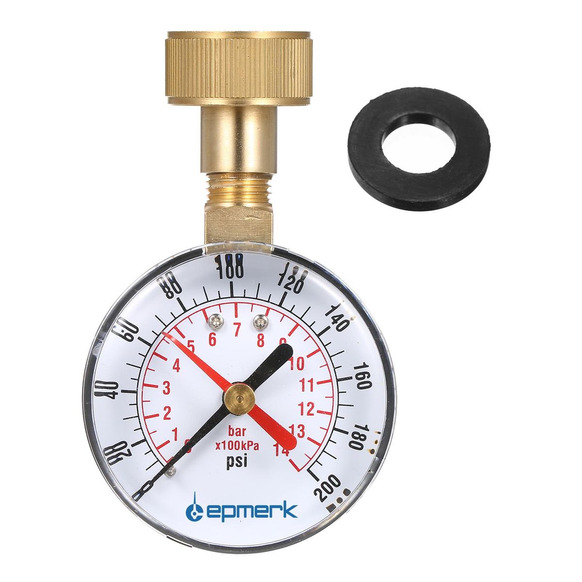 Lepmerk 2- 1/2'' Pressure Gauge Water Pressure Test Gauge 3/4'' Female Hose Thread 0-200 PSI with Red Pointer