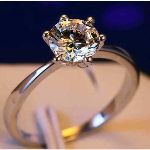 Six Claw Austria Crystal Gold Color Ring - Engagement - Wedding Ring