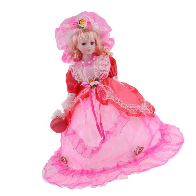 45cm Women's Alexandra Antique  Winter Porcelain Doll With Red Dress