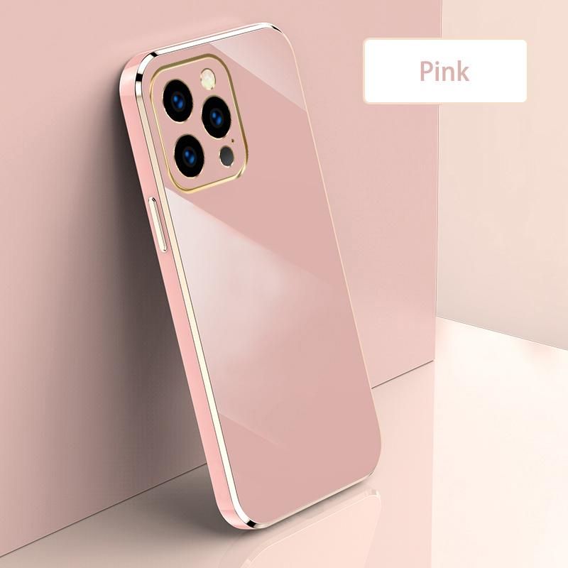 Ultra Thin Plating Phone Case for iPhone 14 Pro Lens Protection soft Phone Back Cover-Pink