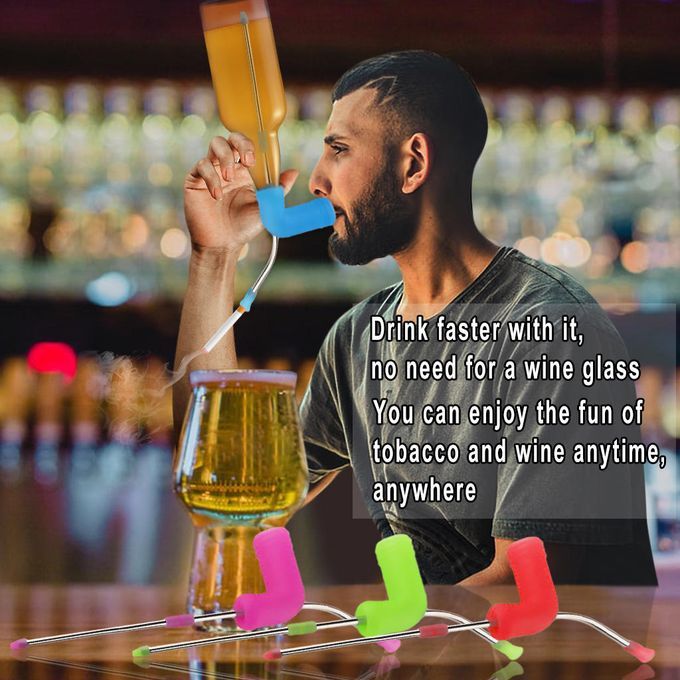 Snorkel Drink  Funnel Bottle Adapter Party Straw Tool Blue