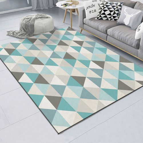 Blue Triangle Bedroom Bedside Blanket Super Soft Carpet Machine Washable