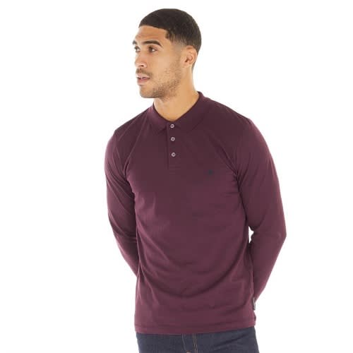 Mens Long Sleeve Burgundy Polo