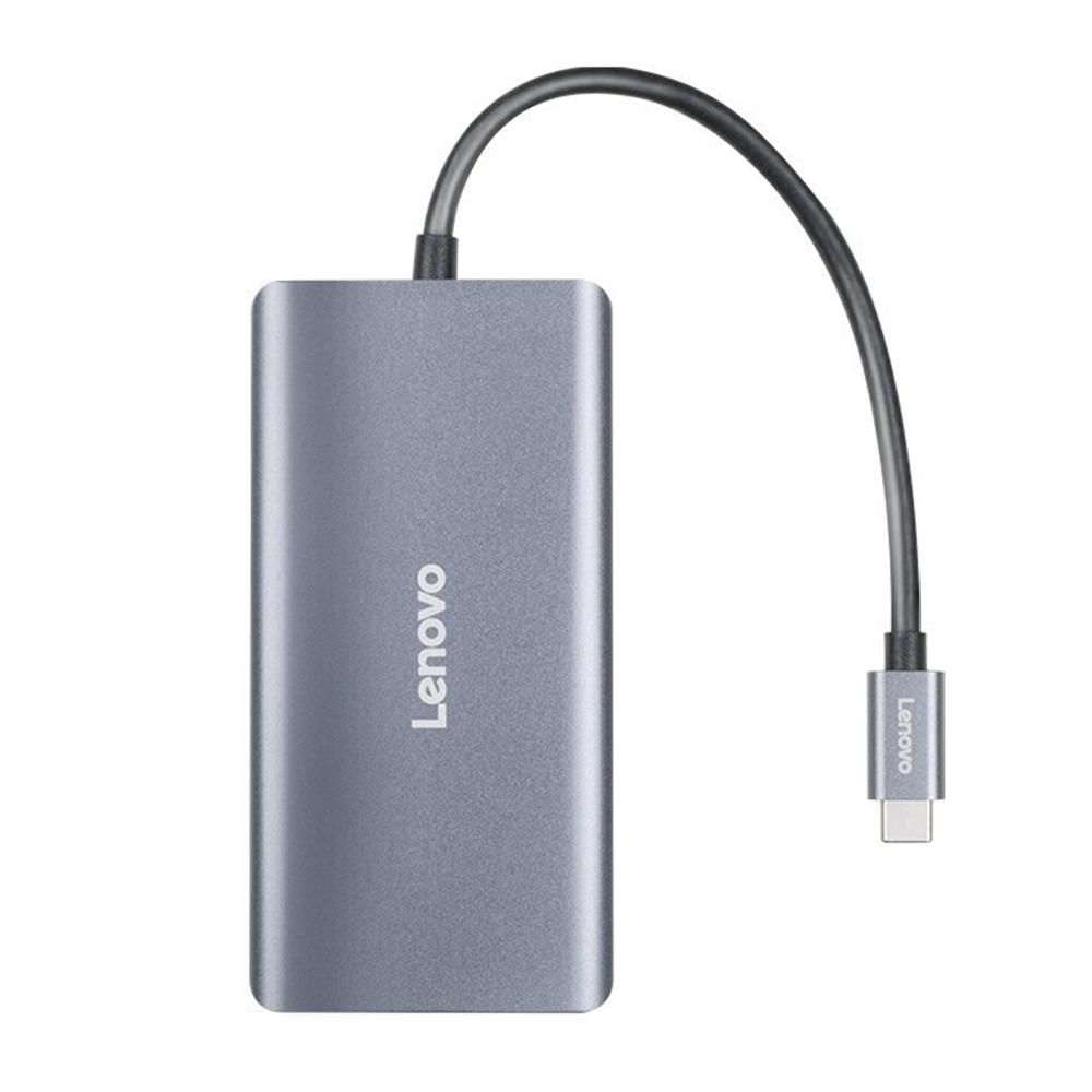 Lenovo LX0807G Type-C Hub 7-in-1 Type-C Converter Aluminum Alloy Shell HD+VGA+PD Charging Port+2*USB3.0+SD&TF Card Slots