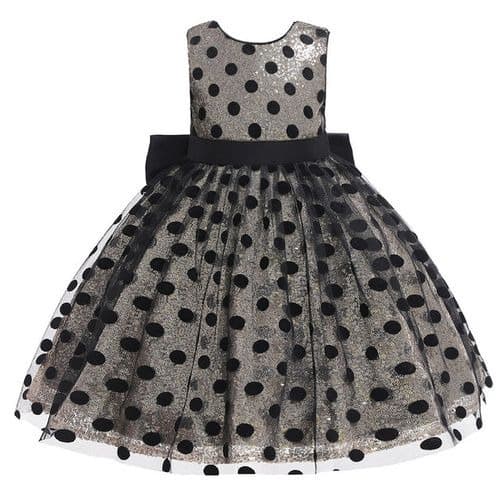 Girl Shimmer And Shine Polkadot Gown - Champagne