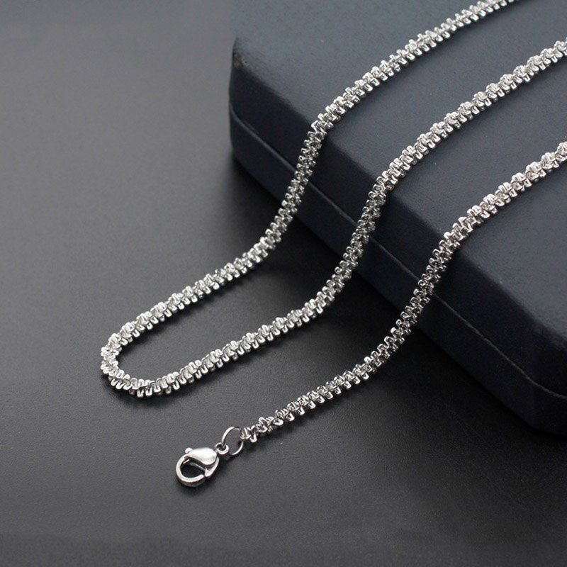 3.4mm Men's Silver Popcorn Chain Necklace Male Stainless