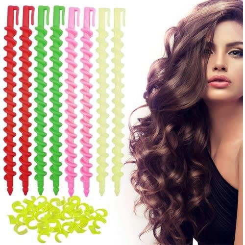 Plastic Spiral Hair Curlers - Multiple Colors 20Pieces