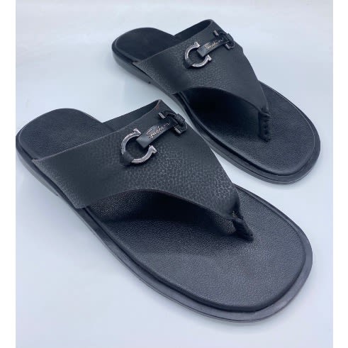 Black Leather Fashion Unique Men&rsquo;s Slippers