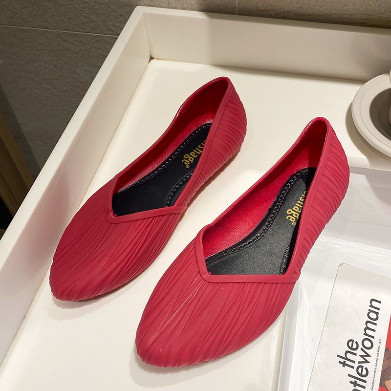 Sandals Non-slip Waterproof Rain Boots Low-top Gelatin Jelly Shoes Red