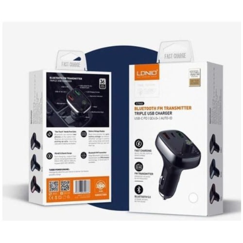 Dual Ports And Type-C Car Charger With Bluetooth FM Transmitter