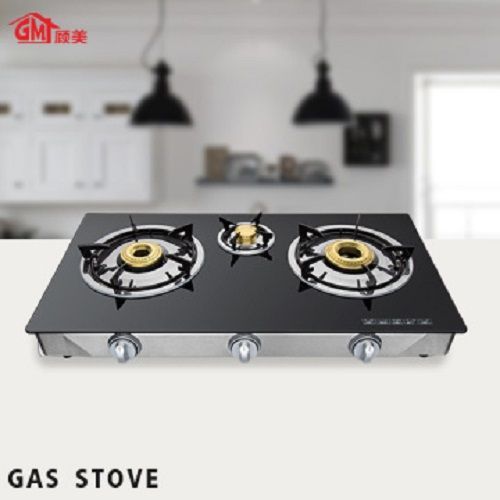 3 Burners Auto Ignition Glass Top Low Gas Usage Cooker