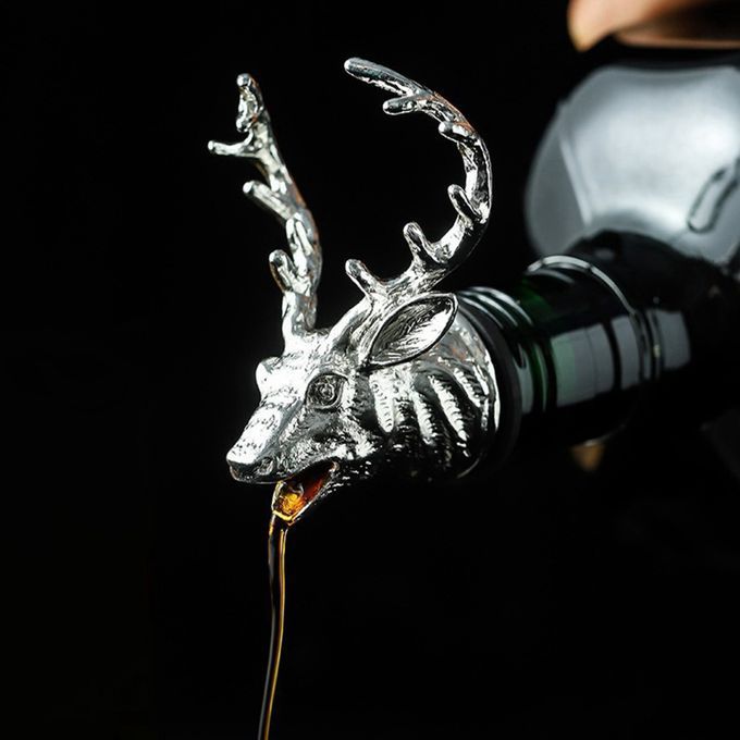 Animal Head-Wine Pourer Spout,Wine Bottle Stopper For Bar Tools Deer