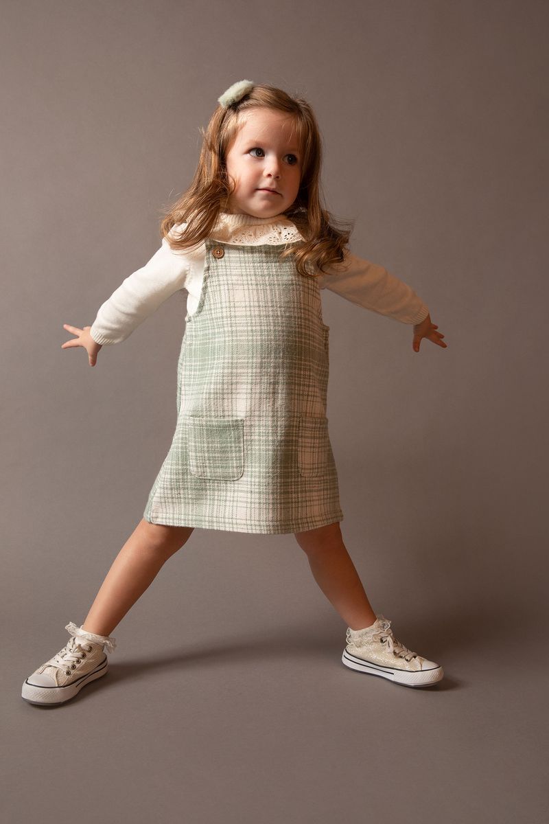 Babygirl Regular Fit Collarless Dress -Turquoise