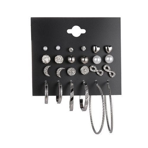 12 In 1 Fashion Earring Set - Silver