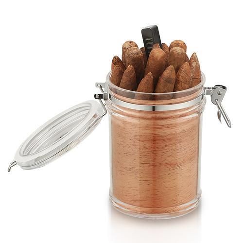 Acrylic Cigar Humidor Jar Portable Cigar Tube Case Travel Large Transparent Box Cedar Wood Cigar Hygrometer Humidifier