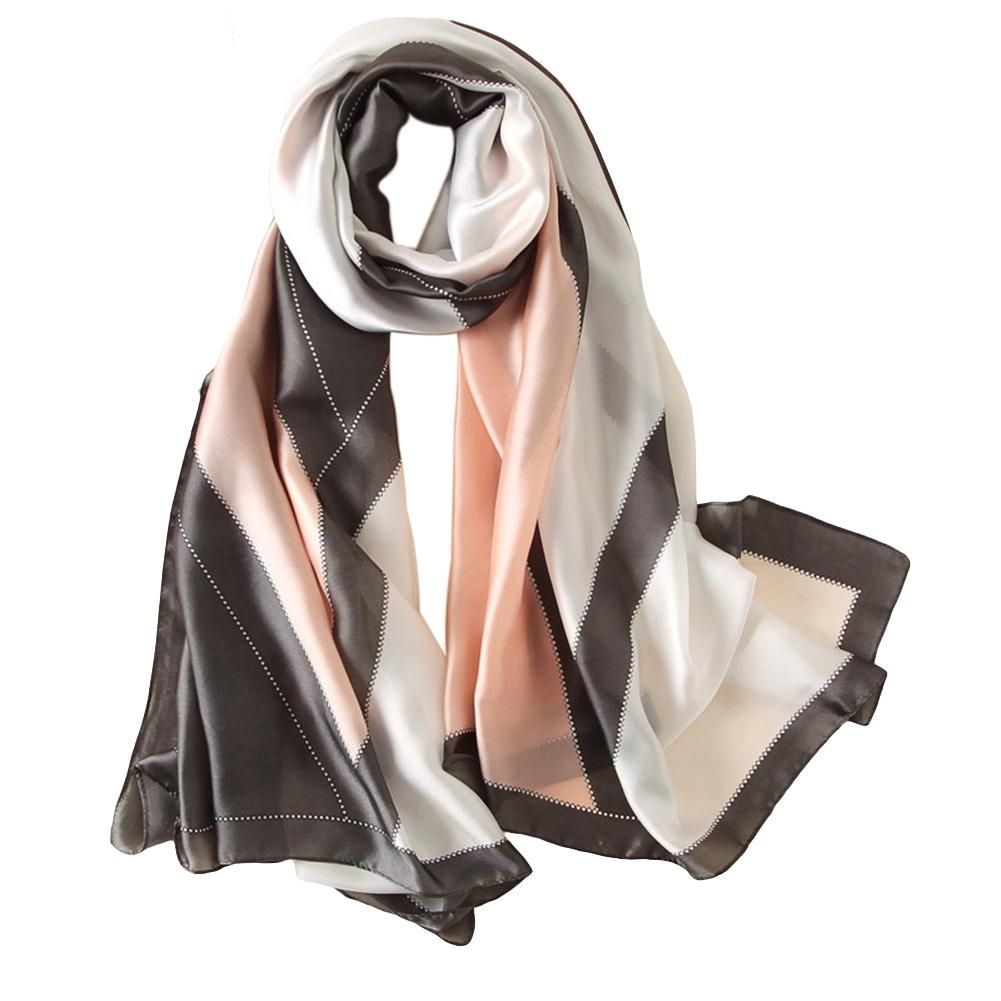 Elegant Geometric Pattern Women Long Wrap Scarf Shawl-Grey