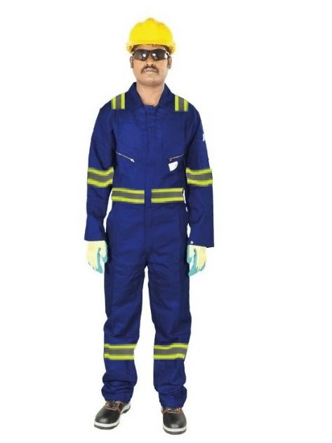 LBFRN N/BLUE FIRE RETARDANT COVERALL WITH REFLECTOR -320 GSM