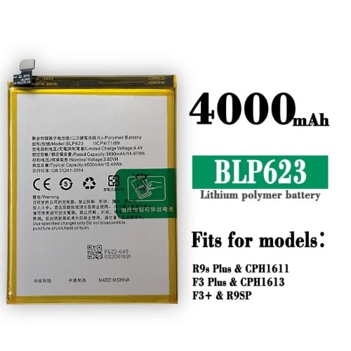 Replacement Battery For Oppo R9s Plus ,f3 Plus F3+ R9sp  Blp623