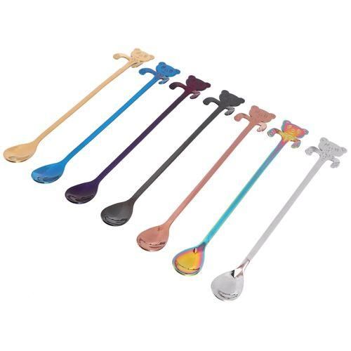 7Pcs Cute Bear Spoon Long Handle Spoons Flatware