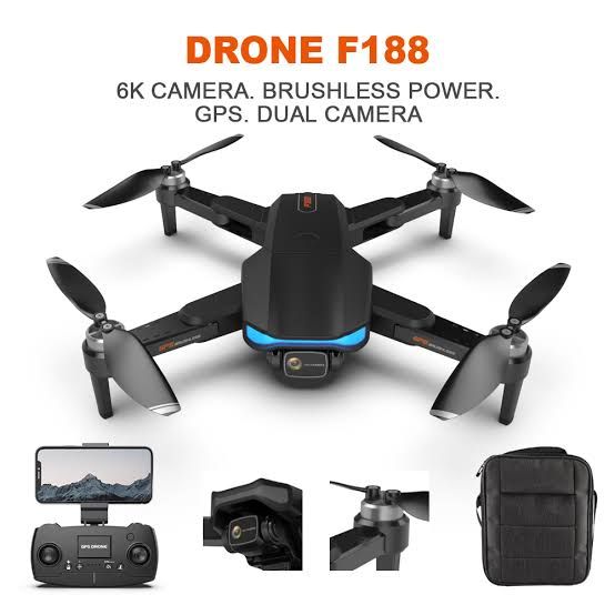 F188 GPS 5G WiFi Dual Camera 4K HD Drone FPV Foldable 1KM Long Distance Quadcopter WITH 2 BATTERIES
