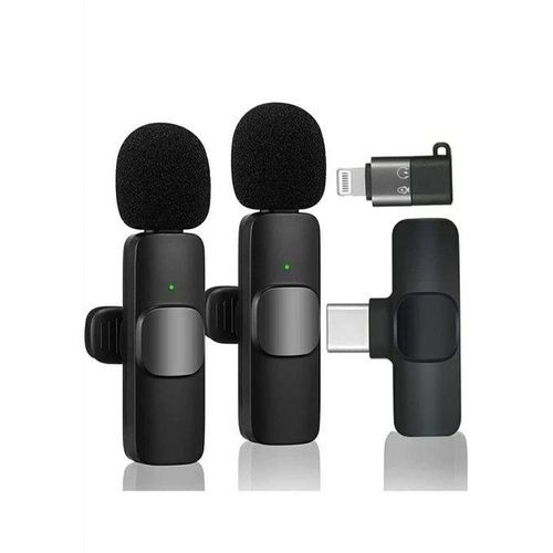 2 Pieces Phone Wireless Microphone Audio Video Recording Mic For IPhone Android Gaming
