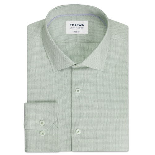 Men's Casual Textured Single Cuff Shirt - Green
