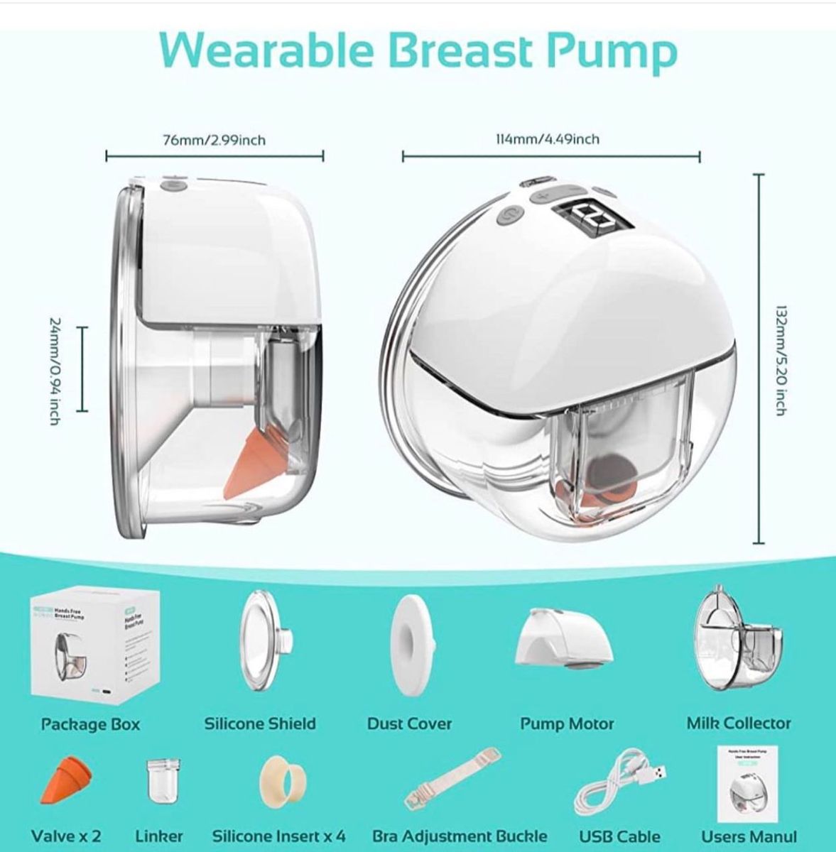 Wearable Rechargeable Double Breast Pump
