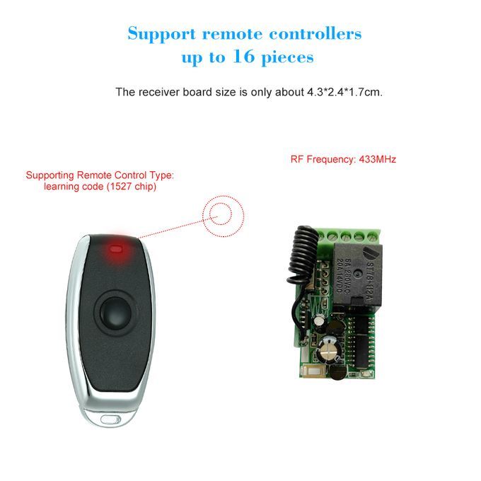 433Mhz DC 12V Universal RF Remote Control Switch Relay