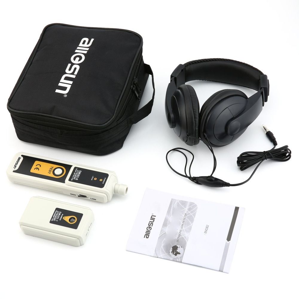 Allsun EM282 Ultrasonic Leak Detector 40KHz Transmitter Reliable Detection Gas Liquid Leakage Monitor LED Indicator