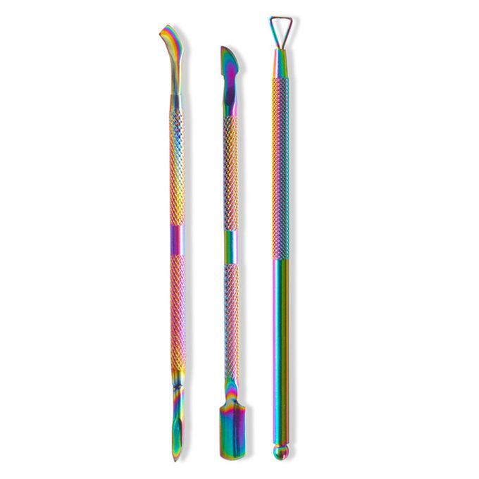 3Pcs/Set Stainless Steel Double Head Cuticle Pusher Dead