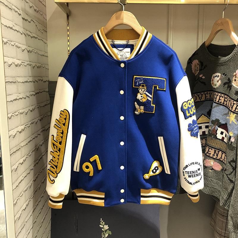 American trend patchwork baseball suit for men Spring and Autumn Couples INS trendy hip-hop jacket