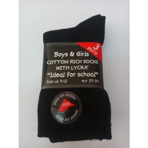 3 Pair Lycra Socks- Black