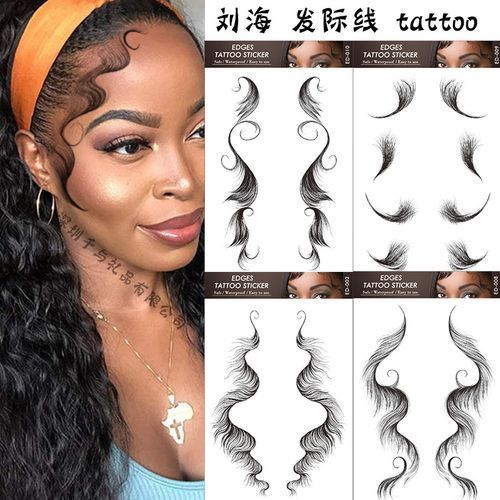 Baby Hair Tattoo Stickers, Temporary Edge Control 4in1