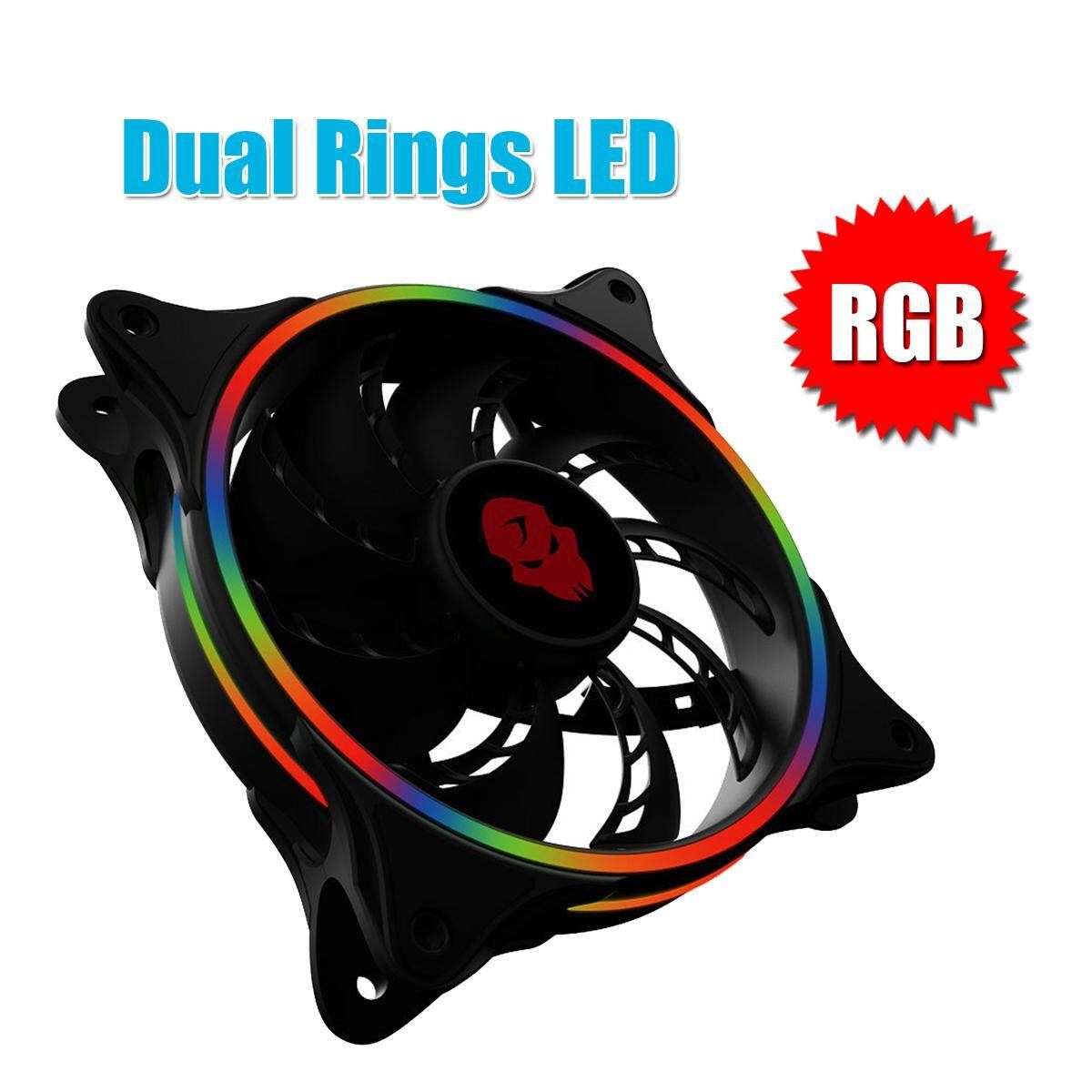 120mm Computer PC Case Cooling Fan RGB LED 1300RPM Quite Cooler Dual Rings & Kit