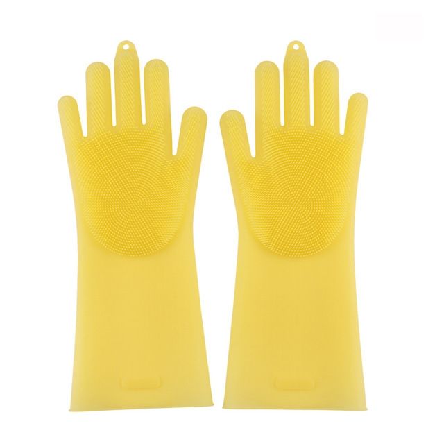 Magic Reusable Food Grade Silicone Gloves With Brush Good Helper For Cleaning, Household, Dish Washing, Washing The Car