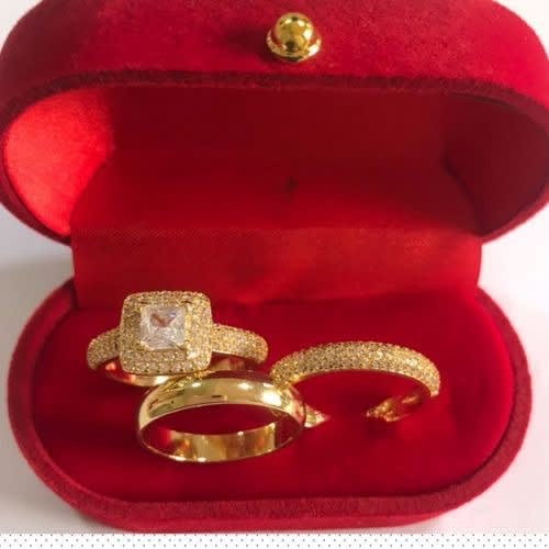 Wedding Ring Set Gold Plated - 3pieces