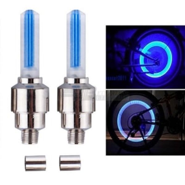 Bike Lights LEDS Tyre Tire Valve Caps Wheel Spokes LED Light - 2 Pcs