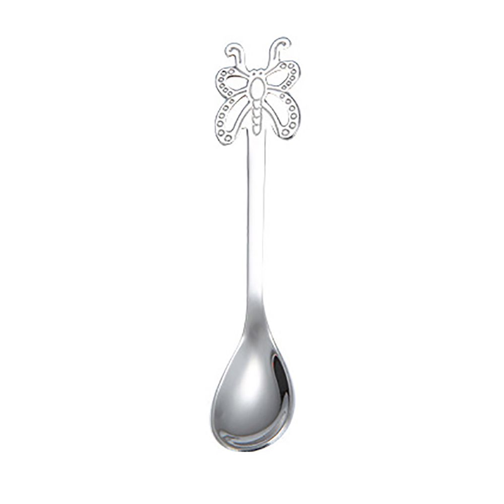Portable Butterfly Stainless Steel Tea Dessert Spoon-Silver