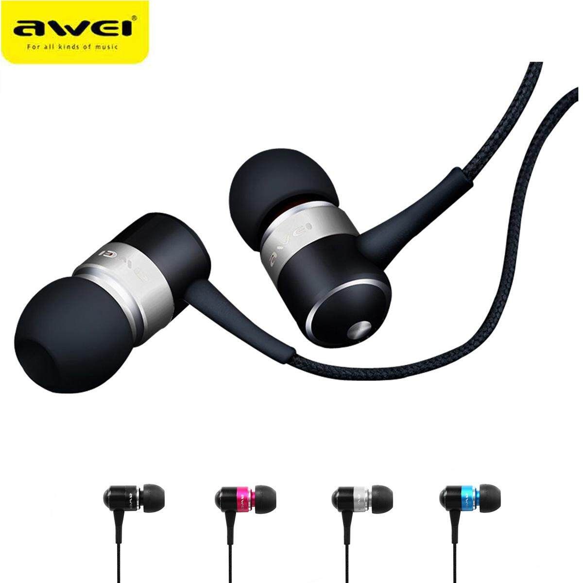 AWEI ES Q3 3.5mm In-ear Noise Isolation Wired Control Earphone Headphone For Smartphone Tablet PC Player Pink