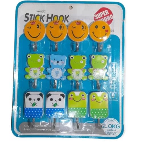 Adhesive Stick Hook - 12 Pieces - Multi-cartoon Characters